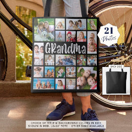 Modern Grandma 21 Photo Collage Anpassningsbar Fär Tygkasse