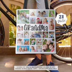 Modern Grandma 21 Photo Collage Anpassningsbar Fär Tygkasse