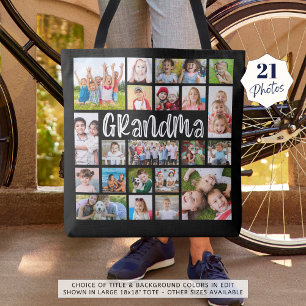 Modern Grandma 21 Photo Collage Anpassningsbar Fär Tygkasse