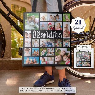 Modern Grandma 21 Photo Collage Dubbla Sided Tygkasse