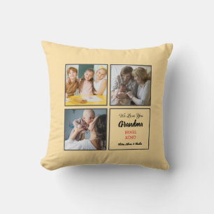 Modern Grandma 3 Photo Collage Anpassningsbar Gift Kudde