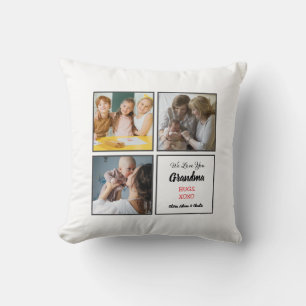 Modern Grandma 3 Photo Collage Anpassningsbar Gift Kudde