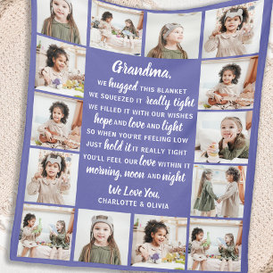 Modern Grandma Dikt Grandparent Photo Collage Fleecefilt