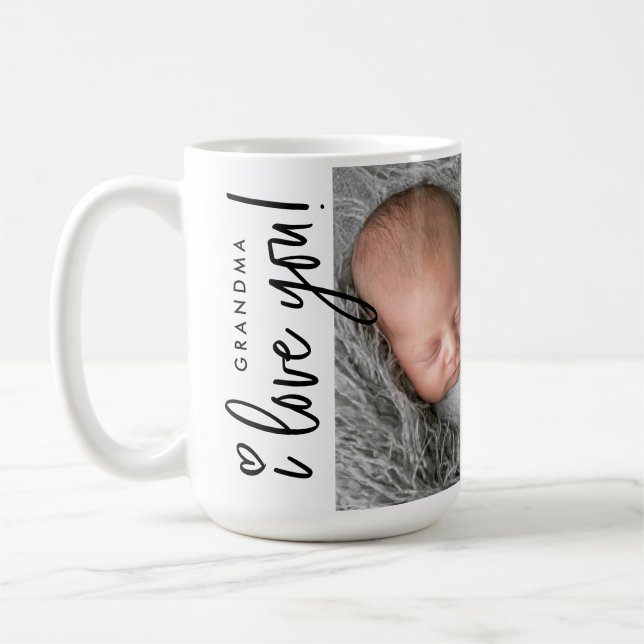 Modern Grandma I love you Photo from baby Custom Kaffemugg (Vänster)