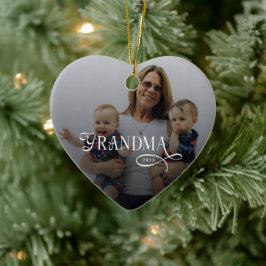 Modern Grandma Photo Personalized Julgransprydnad Keramik