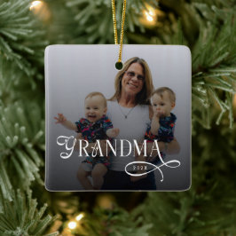 Modern Grandma Photo Personalized Julgransprydnad Keramik