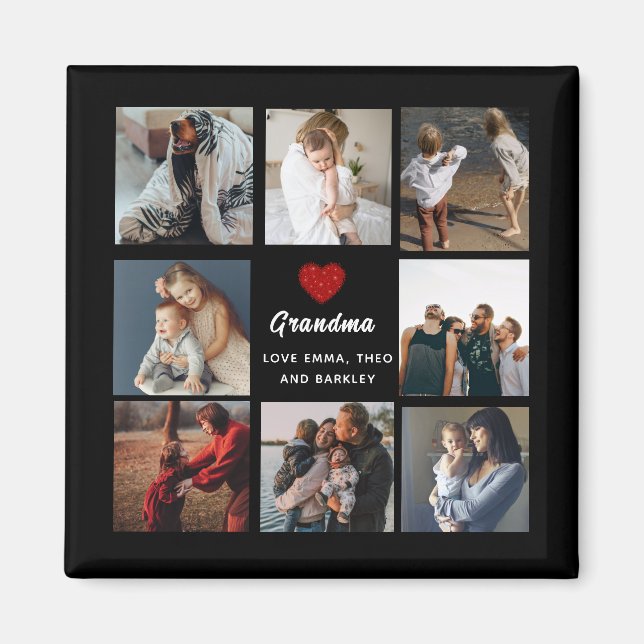 Modern Grandma Script Grandchildren Photo Collage Magnet (Framsidan)