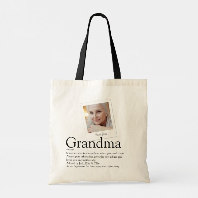 Modern Grandmor Granny Definition Photo Tygkasse (Baksida)