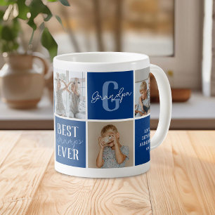 Modern Grandpa Blue Photo Collage Kaffemugg