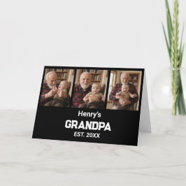 Modern Grandpa Est. Name Year 3 Photo Card Kort