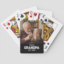 Modern Grandpa Est. Name Year Photo Black Casinokort