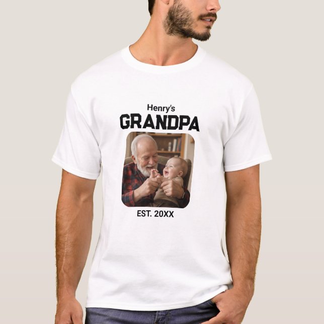 Modern Grandpa Established Est. Name Year Photo T Shirt (Framsida)