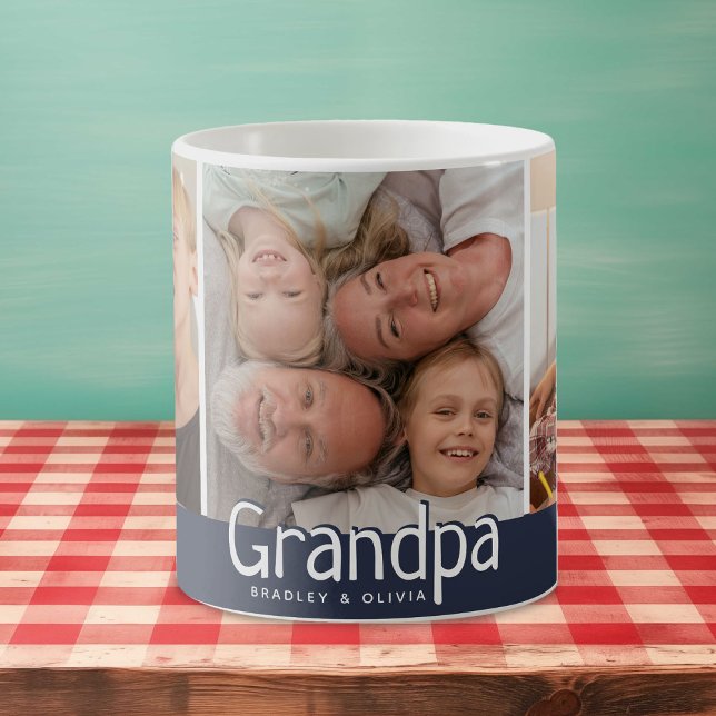 Modern Grandpa Photo Collage Cute Gift Kaffemugg (Skapare uppladdad)