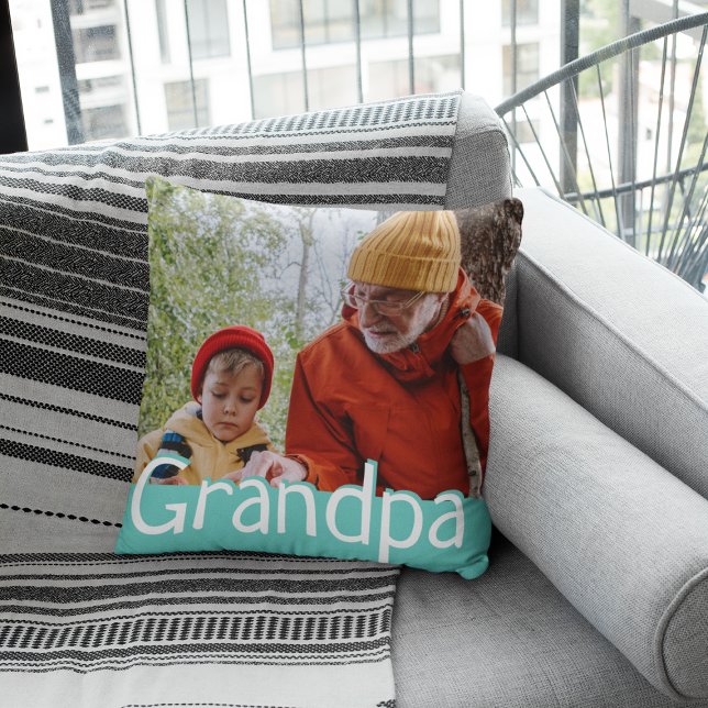 Modern Grandpa Photo & Quote Cute Gift Cushion Kudde (Skapare uppladdad)