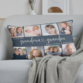 Modern Grandparents Photo Collage Heart Script Lumbarkudde