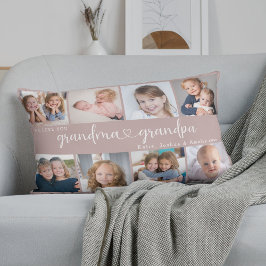 Modern Grandparents Photo Collage Heart Script Lumbarkudde
