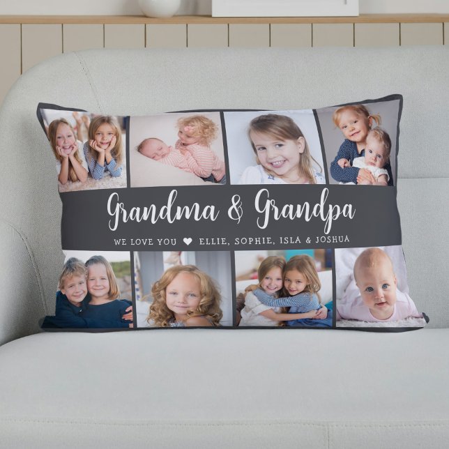 Modern Grandparents Photo Collage Script Lumbarkudde (Skapare uppladdad)