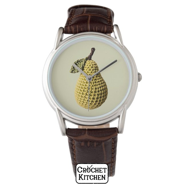 Modern Granny Gult Grönt Crochet Pear Fruit Armbandsur (Skapare uppladdad)