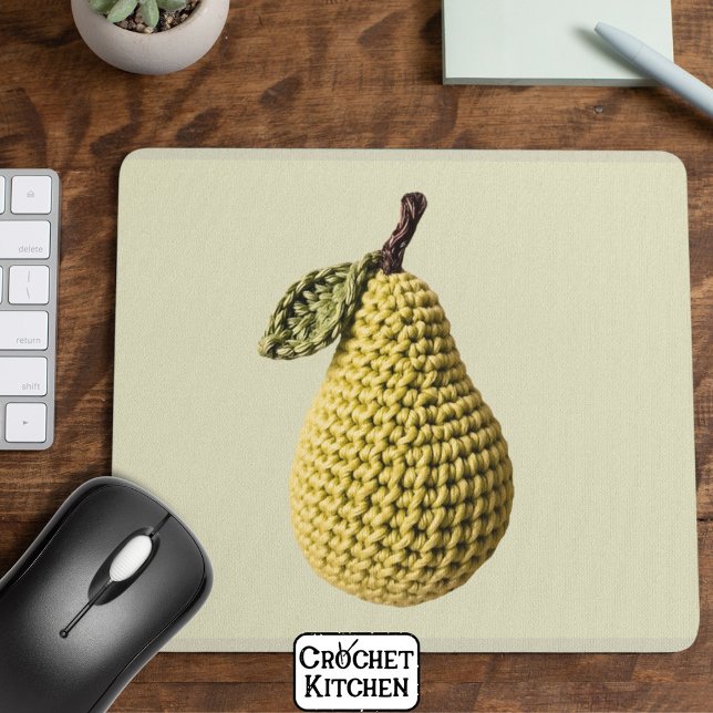 Modern Granny Gult Grönt Crochet Pear Fruit Musmatta (Skapare uppladdad)