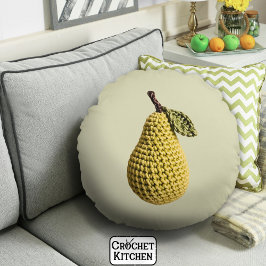 Modern Granny Gult Grönt Crochet Pear Fruit Rund Kudde