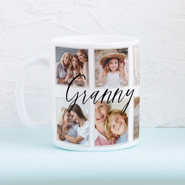 Modern Granny Script | Farbarn Fotokollage Kaffemugg (Skapare uppladdad)