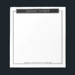 Modern Gräns Black White Nampline School Office Anteckningsblock<br><div class="desc">Den här utformningen har ett utrymme för ett namn överst och en annan textrad vid grund, som accentueras av en enkel dubbla gräns. Samlingen av produkter för samordning finns tillgänglig i vår butik, zazzle.com/store/doodlelulu. Kontakta oss om du behöver den här designen för en specifik produkt för att skapa din egen...</div>