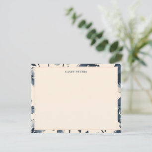 Modern Gräns Blue Watercolor Flowers Typography Anteckningskort