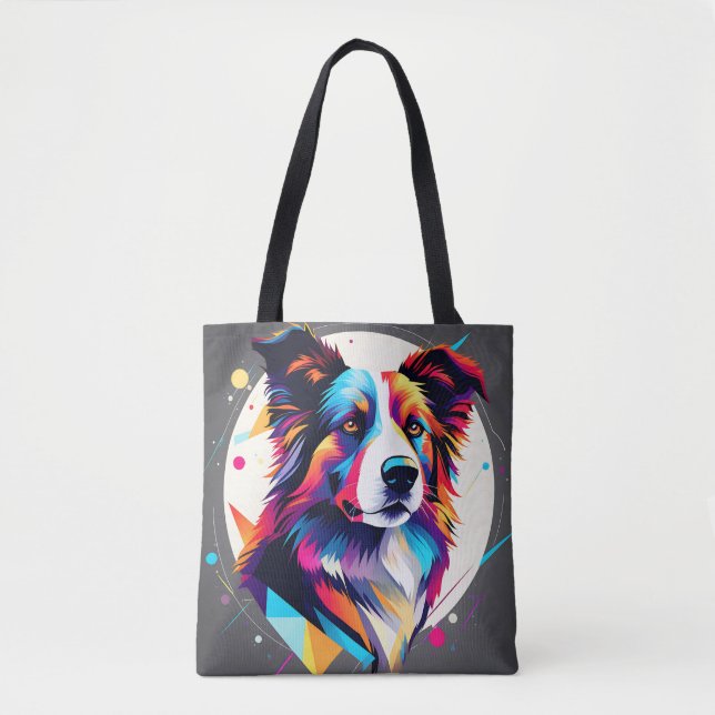 Modern Gräns Collie Abstrakt Tygkasse (Framsida)