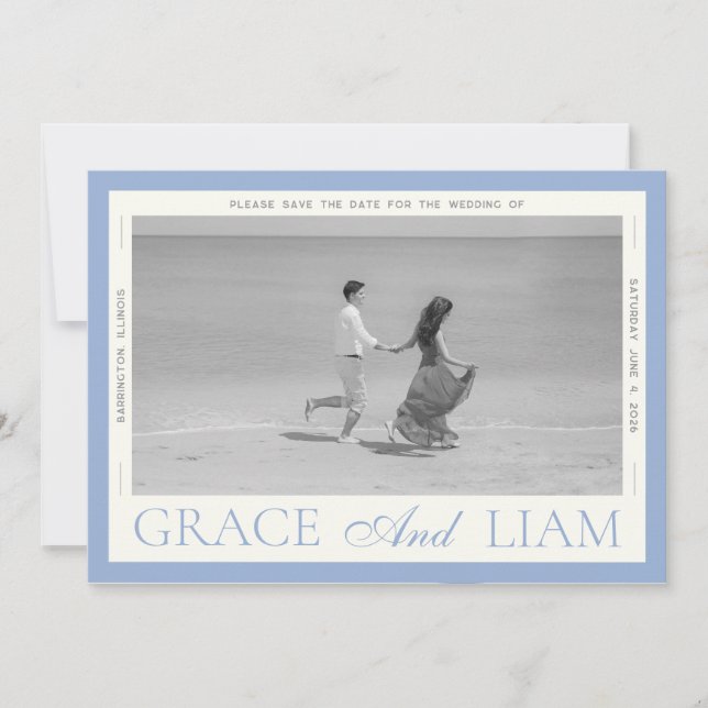 Modern Gräns Elegance Photo Save Date Spara Datumet (Framsida)