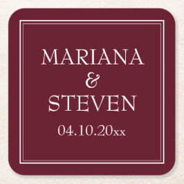 Modern Gräns-minimalistisk Burgundy Underlägg Papper Kvadrat