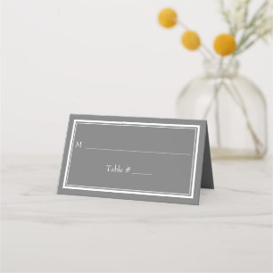 Modern Gräns minimalistisk Grått Grått Bröllop Placeringskort