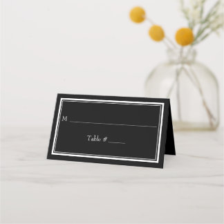 Modern Gräns minimalistisk svart Bröllop Placeringskort