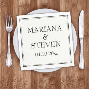 Modern Gräns minimalistisk svart och vit blöjor Pappersservett