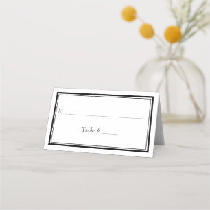 Modern Gräns minimalistisk svart, vit Bröllop Placeringskort