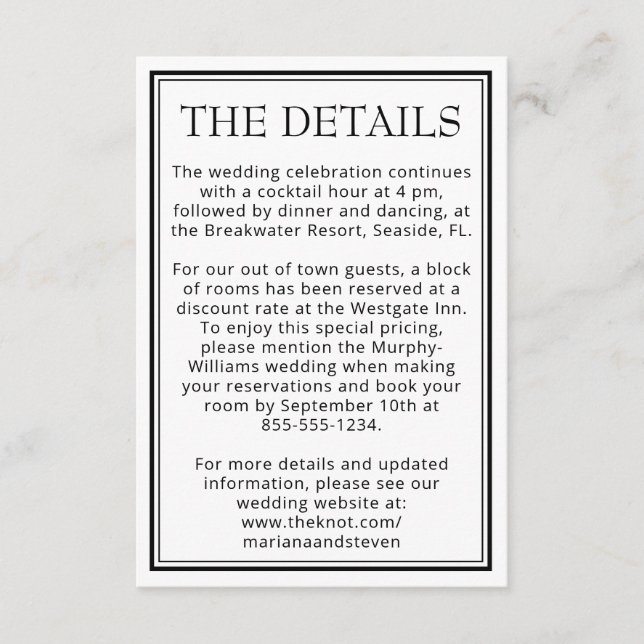 Modern Gräns-minimalistisk svart vit Tilläggskort (Framsida)