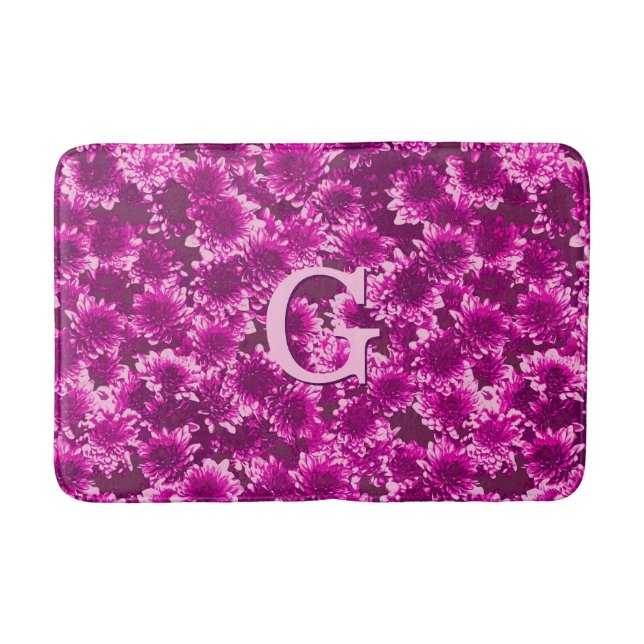 Modern Graphic Dahlia Mönster, Amethyst Lila Badrumsmatta (Framsidan)