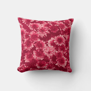 Modern Graphic Dahlia Mönster, Burgundy och Rosa Kudde
