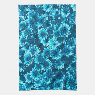 Modern Graphic Dahlia Mönster, Indigo Blue Kökshandduk