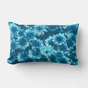 Modern Graphic Dahlia Mönster, Indigo Blue Lumbarkudde