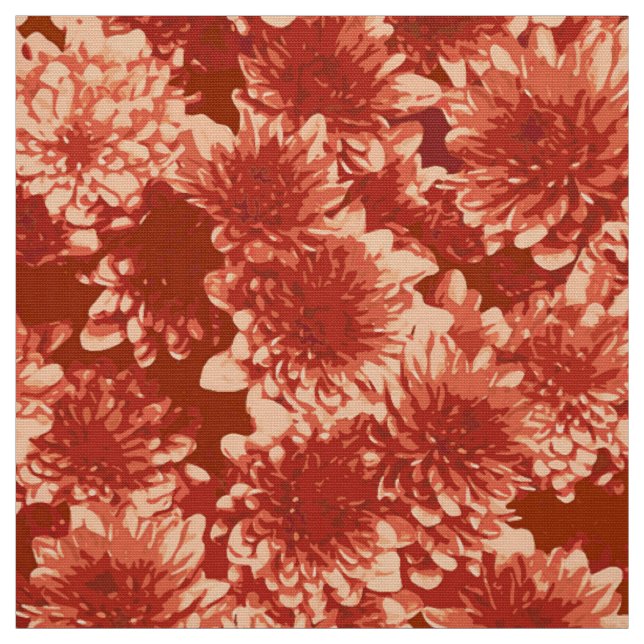 Modern Graphic Dahlia Mönster, Mandarin Orange Tyg (Provkarta)