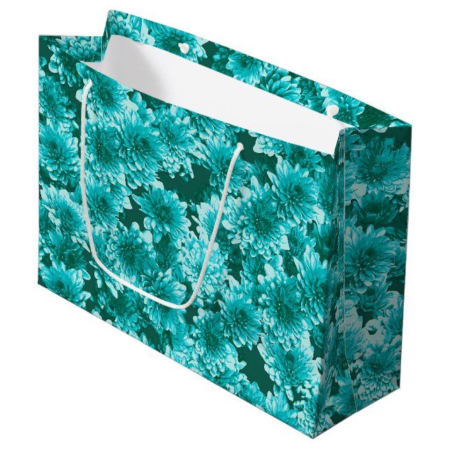 Modern Graphic Dahlia Mönster, Teal och Aqua (Framsidan Vinklad)