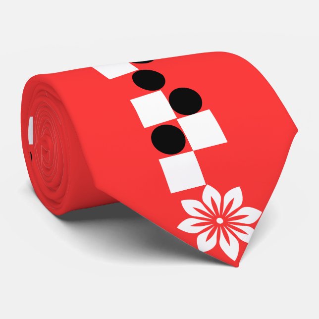 Modern Graphic Kant: Crimson Bloom Silke Tie Slips (Rullad)