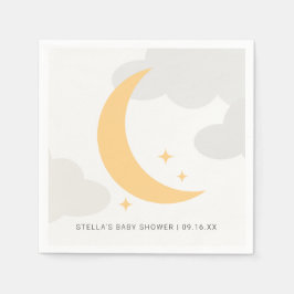 Modern Graphic Måne Stars Clouds Baby Shower Pappersservett