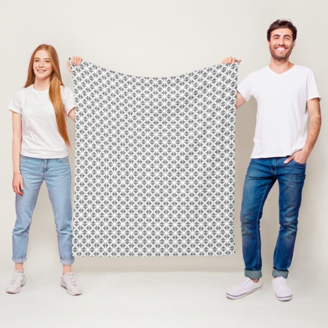 Modern Graphite Damask Pattern Fleece Blanket (På plats)