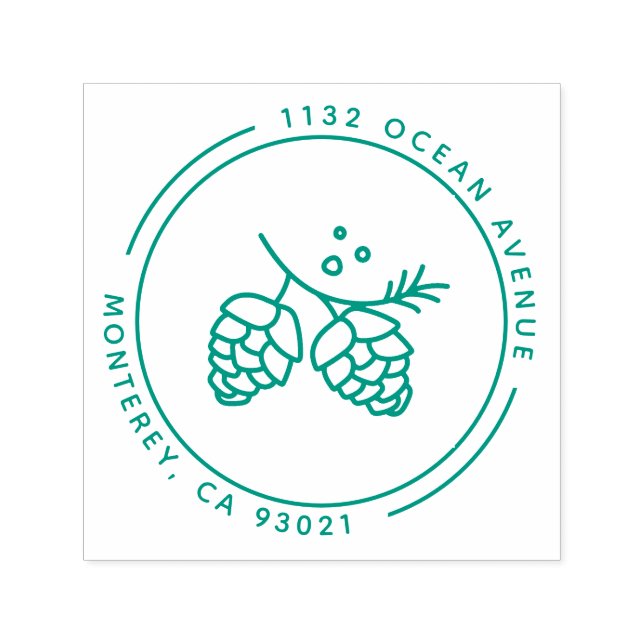 Modern Gräs Cone Line Illustration-Returadress Självfärgande Stämpel (Design)