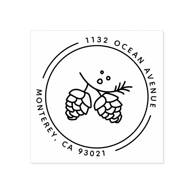 Modern Gräs Cone Line Illustration-Returadress Stämpel (Tryck)