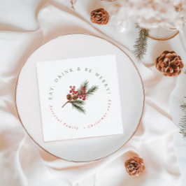 Modern Gräs Gren och Berries - jul Pappersservett