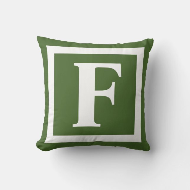 Modern Gräs Grönt, djärv Monogram - början Kudde (Framsida)