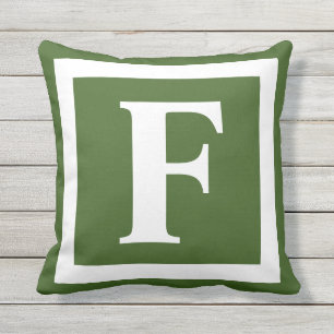 Modern Gräs Grönt, djärv Monogram - början Kudde