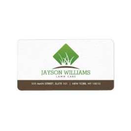 Modern Gräsmatta/Landscaping Grass Logotyp White Adressetikett
